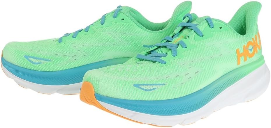 HOKA Clifton 9 Mens TrackRunning Shoes, Yellow green × green, 25.0 cm