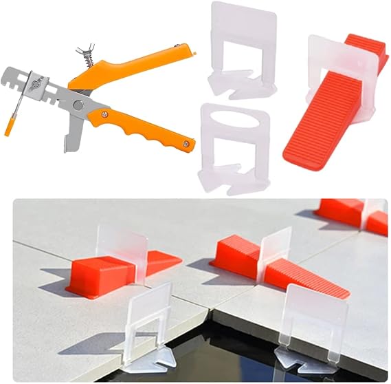 400PCS Tile Leveling System Kits 2mm 300 PCs Tile Level Wedge Spacer Plus 100 PCs Resuable Wedges with A Tile Leveling Pliers