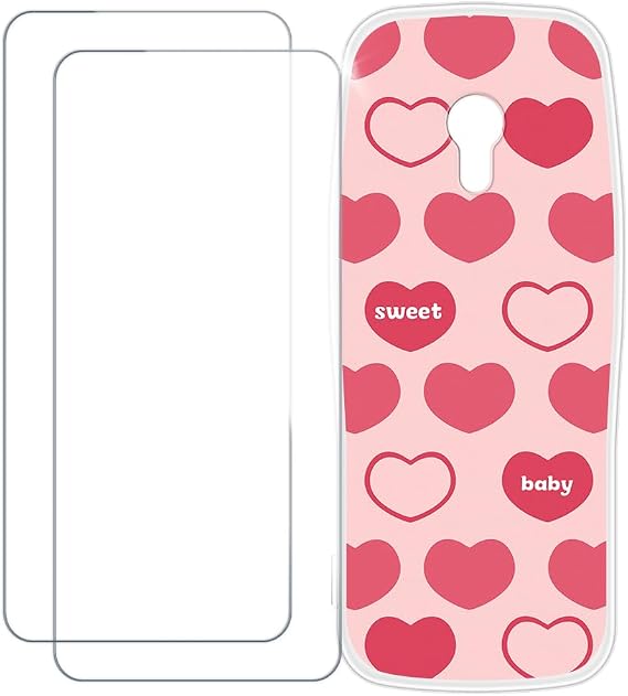Screen Protector and Case for HMD Barca 3210 - Pink Heart