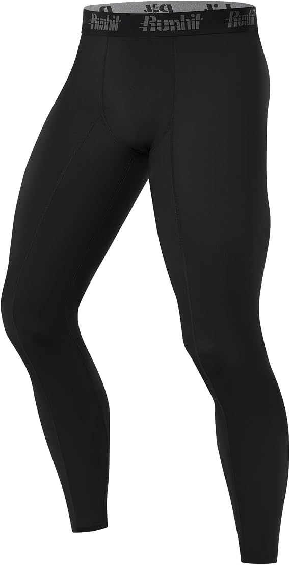 Runhit Men's Compression Leggings, 1/3 Pack Running Tights Thermal Base Layer Pants Athletic Trousers for Gym Cycling Football Workout