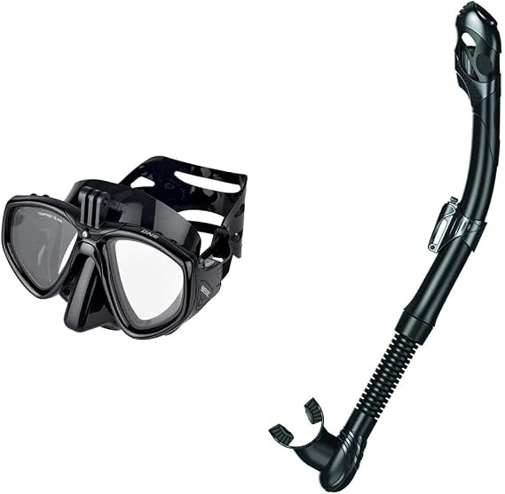 SEACSEAC Unisex One Pro Diving Mask With GoPro Camera Mount for Scuba Diving and Snorkelling - Black Standard, Vortex Dry Snorkel