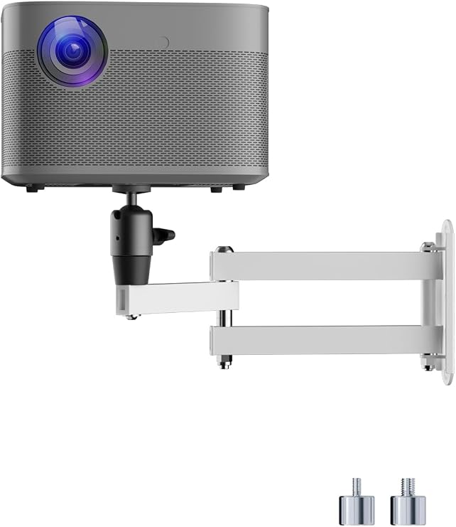 suptek Large Foldable Projector Wall Mount, Adjustable Universal Bracket for Projectors, Compatible with 1/4", M4 & M6 Screws, Heavy-Duty & Space-Saving Design, White, MA1330YTPROW