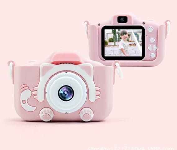 Digital Camera for Kids, Cute, Front and Rear 96 Megapixels, 1080P HD, Easy Operation, 64 GB Memory Card, 2.0 Inch IPS Screen, 8x Zoom, Shockproof, Children's Camera, Cats, Lightweight, Portable, 850