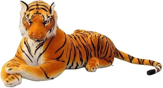 Stuffed Animals-Tiger 65cm (including tail size), large plush toy tiger, stuffed animal cat, suitable for jungle theme, decoration, cuddling, gift for boys and girls! (Brown color)