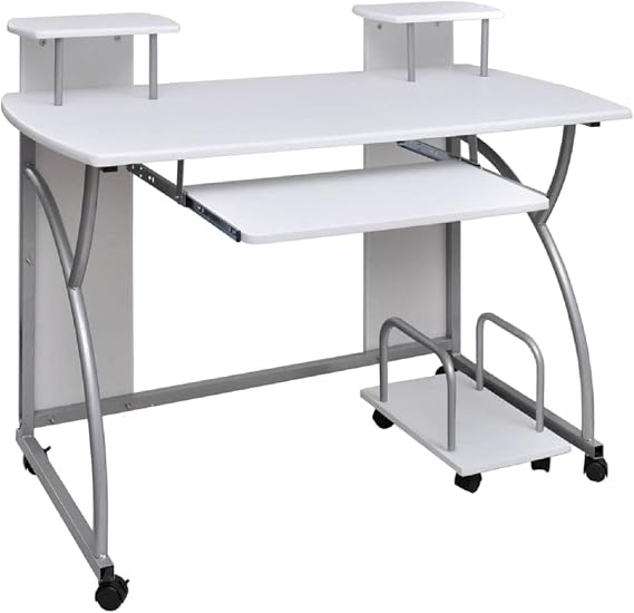 desk,Office desks, computer desk, white, 110 x 52 x 88.5 cm, wood material