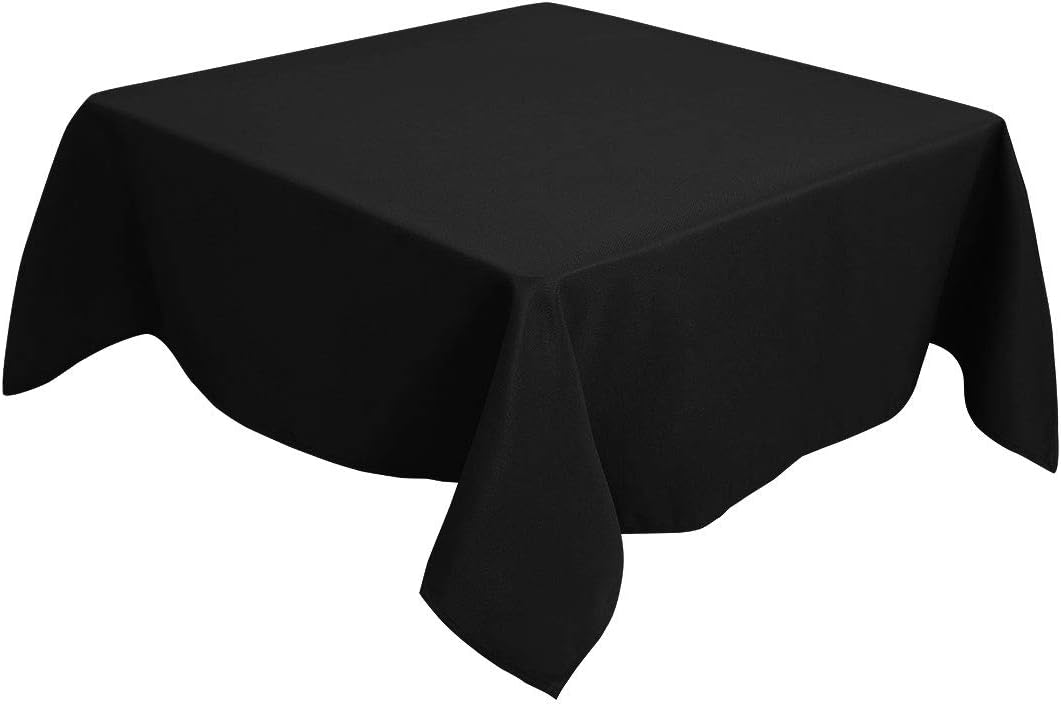 PiccoCasa Square Table Cloth 140x140 cm55"x55", Table Cloth Wipe Clean for Kitchen Dining Wedding Party Dinner - Polyester Washable Table Cover Wrinkle Free Black