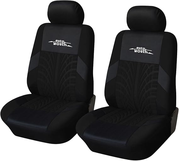 AUTOYOUTH Front Bucket Seat Covers for Cars for Women Auto Parts Seat Protectors Car Seat Accessories, (4PCS,Black)