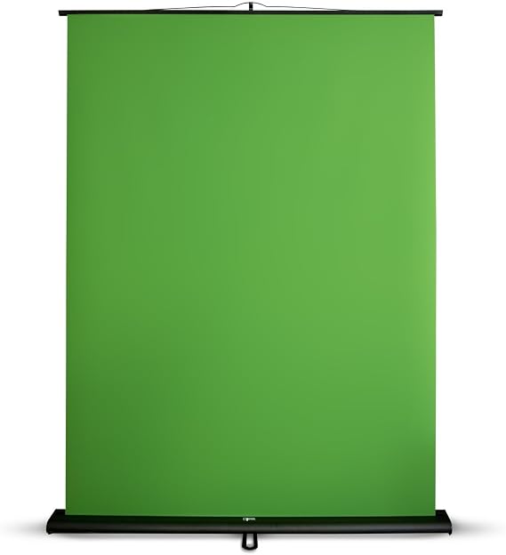 Floordirekt Greenscreen Rollup Extendable Photo Background with Stand Chroma Key Panel Canvas for Content Streaming Photography Video TV Gaming Studio Background Removal 150 x 200 cm