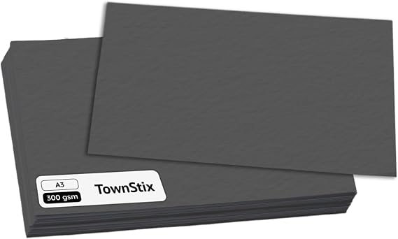 50 Sheets, A3 300gsm Card Thick Art Paper - Black