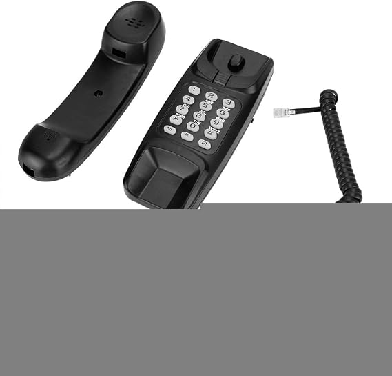 Garsent Corded Telephone Space Saving Desktop/Landline Phone Wall Mounted for Home Office Hotel (Black)