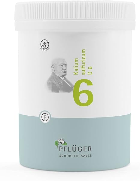 PFLÜGER Schüßler Salts No. 6 Potassium Sulfuricum D6 - 1000 Tablets - The Salt of Purification - Gluten Free