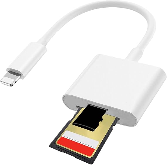 SD Card Reader for iPhone iPad - 2 in 1 Lightning Adapter