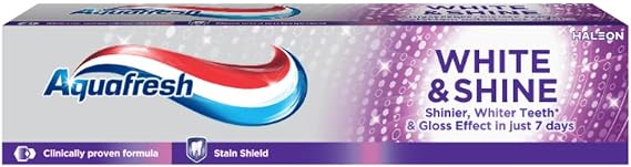 Aquafresh White & Shine Toothpaste, for Whitening and Protection, 100 ml, Take Care of Your Teeth with Aquafresh whitening Toothpaste, for a Confident Smile with visibly Whiter Teeth, Pack of 1