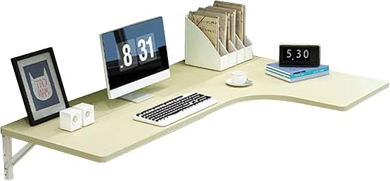 Wall Mounted Table,Folding Computer Desk L Shaped Drop Leaf Dining Table Small Desk for Corner Space, Home Office/White Maple/120X60X40Cm/47.2X23.6X15.7In
