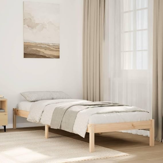 80x220 cm Extra Long Single Pine Bed Frame, 225.5x85.5x31 cm, Slatted Base, Rustic, Easy Assembly for Tall Adults, Guest, Bedroom, Loft