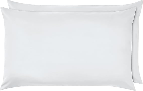 Amazon Basics Microfiber Pillowcases, Standard Size 50 x 80 cm (Pack of 2), Bright White, Pillows Not Included