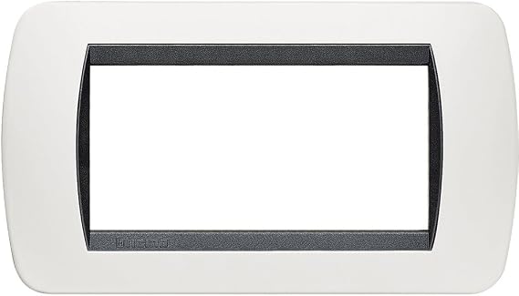 BTicino L4804PA Plate 4 Modules Livinglight, Dark Steel, white, L4804PB