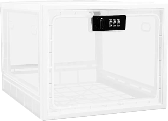 Large Lockable Storage Box with Combination Lock 3.6 Gallon Non Dust Medicine Locker Clear Organizer Stackable Medicine Lock Container for Fridge Food, Snacks, Personal Items & Home Safety (Clear)