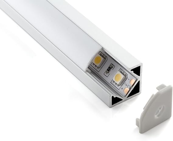 Köşe LED Profil Kanal Alüminyum 2mt. sıva üstü Eloksallı 18x18mm Opak Şeffaf Pleksi Kapaklı Yan Kapak Tutucu Şerit Aydınlatma 8987 [Enerji Sınıfı A]