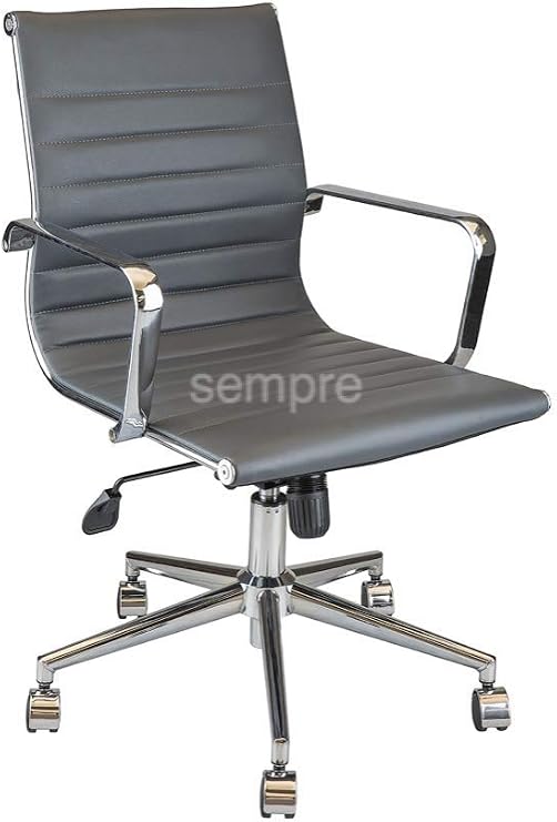 Sempre Ofis Krom Çalışma Koltuğu & Ergonomik Ayarlanabilir Ofis Koltuk Tasarımı & 360 Derece Dönebilir ve Tekerlekli Dizayn (Antrasit)