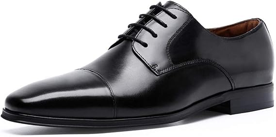 Men's Business Shoes，Lace-up Dress Shoes Handmade Goodyear Welted Oxford Leather Shoe with Rubber Sole Insert,Black- 45/UK 10.5/US 11