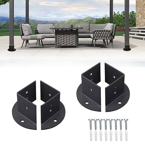Post Base Adjustable,4 Pcs Adjustable Wood Fence Pergola Brackets Post Base Heavy Duty Fence Post Anchor Fit 2x2 / 4x4 / 6x6 inch Post for Deck Railing Mailbox