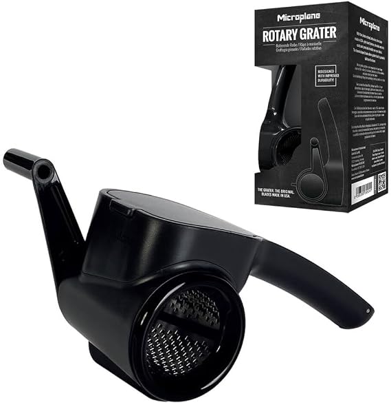 Microplane Rotating Grater - Black Photo Etched Razor Sharp Fine Blade - Made in USA