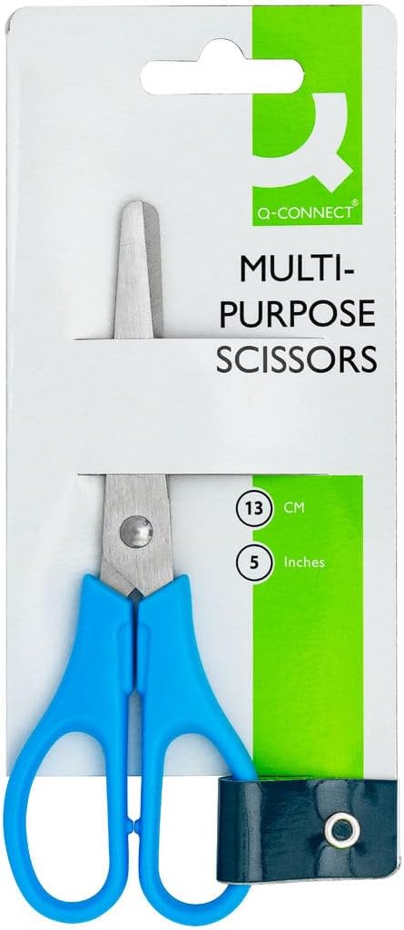 Q-Connect Ergonomic All Purpose Scissors 130mm Stainless Steel Blades Red or Blue Handle