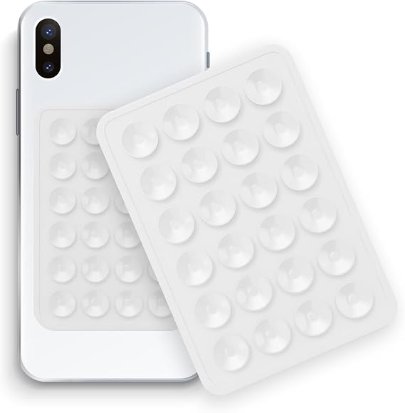 シンビジウム シリコン吸盤 携帯電話マウント - スティッキーフォングリップ 吸盤電話ケース - iPhoneとAndroidの吸盤電話マウント 自撮りやTiktokビデオ用 ホワイト