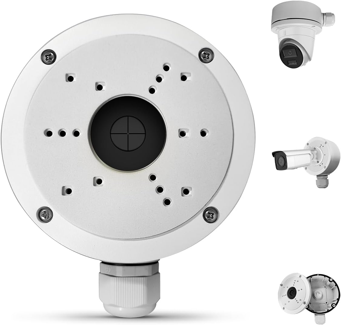 HIK Bullet & Dome Camera用アウトドアアルミニウムセキュリティカメラジャンクションボックス、IP66防水マウントブラケットベース、ケーブルコンシール付き、OH-DS-1280ZJ-S1パック