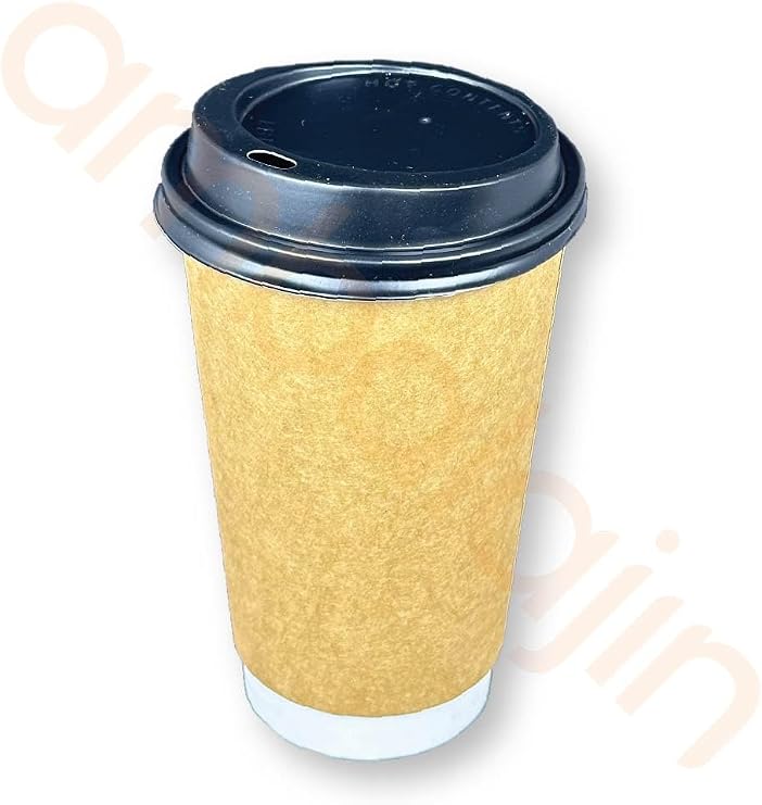 100 Adet16 Oz Double Wall Karton Bardak – DW Tek Kullanımlık Çift Katlı Kahve ve Çay Bardağı