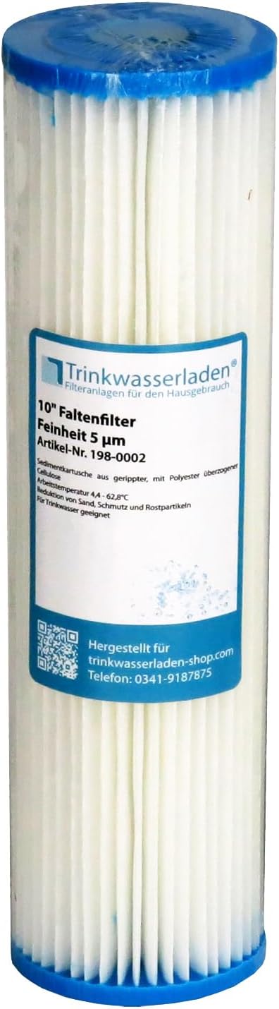 10" Sedimentary Water Filter (Pleated Polyester) 5µm - Washable - Reusable