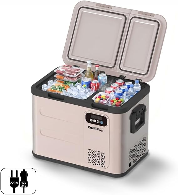 Coolist CLK50D 12/24V/220Volt 49 Litre Çift Bölmeli Outdoor Kompresörlü Bluetooth Bağlantılı Oto Buzdolabı