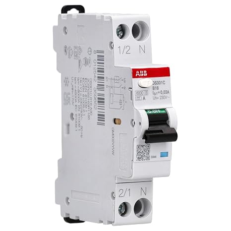 ABB DS301C B16 A30 FI/LS Switch RCBO 6kA, 1P+N, Type A, B16, 30mA 1 Pitch Unit B-Characteristics 2CSR255163R1165