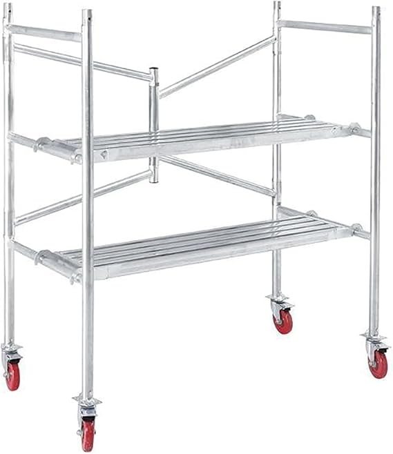 Folding Rolling Scaffold with Locking Wheels, Portable Mobile Steel Platform with 500 lbs Load Capacity