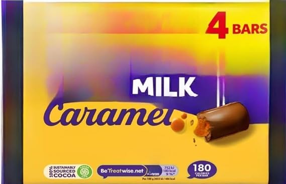 Milk Caramel Chocolate Bar 4 Pack Multipack 148g (Pack of 2) "A balanced diet is a chocolate in each hand" Gift Hamper For Birthday,Christmas,Easter,New Year