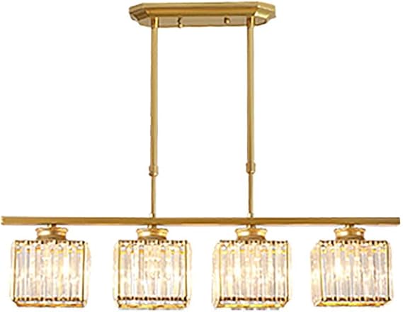 Modern Rectangle Crystal Chandelier,Luxury Linear Pendant Ceiling Light Elegant LED Hanging Lamp for Bedroom or Kitchen Island Lighting Decoration,Dining Room and Living Room