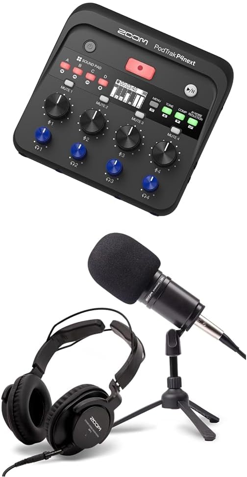 Zoom P4nex Podcast Recorder & Dynamic Microphone Pack Set