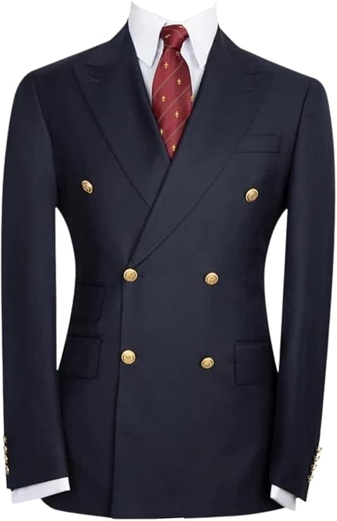 Men's Solid Blazer Double Breasted Suit Jacket Regular Fit for Formal Occasion