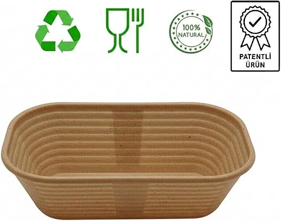 Yıkanabilir Bio Hamur Mayalama Sepeti (Banneton) Hijyenik & Kırılmaz Bio Oval 28X15X9