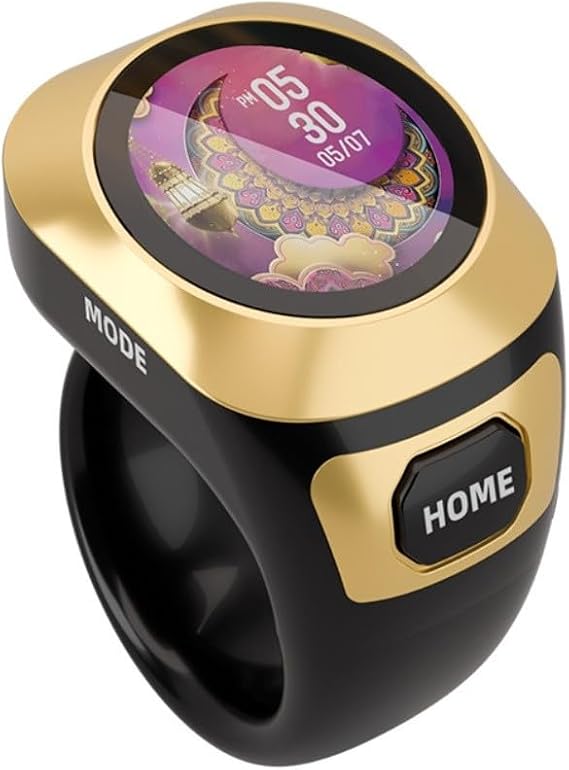 Tasbih Smart Ring Count Ring With 40MAh, Type-C Charging, 4 Display Modes, Waterproof Design, 3 Sizes 18/20/22mm For Zikr And Prayer(Black)