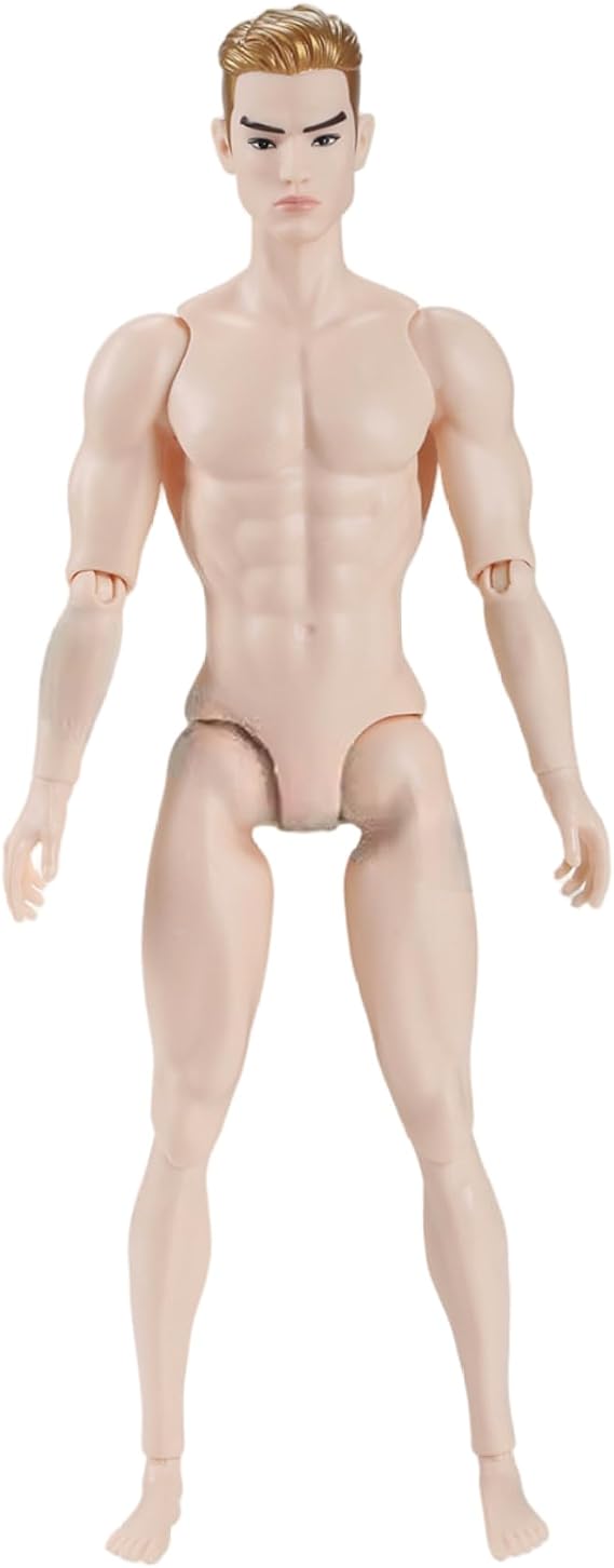 Custom Action Figures, 1/6 Scale Action Figure Multi Jointed Posable Male Muscular Figure Body with Head for Display Doll Collection, White