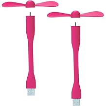 Sokelinn-six USBフレキシブルファン ミニポータブル冷却ファン USB電源 モバイルバッテリー ノートパソコン PC AC充電器 - 2個パック ピンク