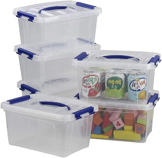 6 Pack Clear Storage Boxes with Lids, Plastic Container Boxes Set