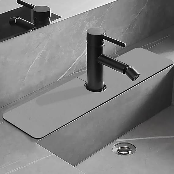 Su Emici Lavabo Kenar Matı – Kaymaz Mutfak Tezgah Matı, Musluk Damlama Tutucu, Lavabo Sıçrama Koruyucu, Banyo ve Sünger Tutucu Mat, Su Geçirmez ve Dayanıklı Banyo Kaymaz Tezgah Mat