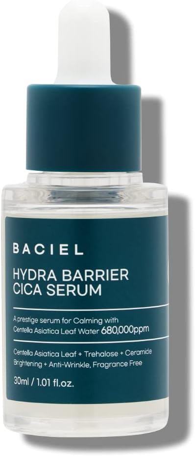 BACIEL - HYDRA BARRIER CICA SERUM (1.01 fl.oz)ㅣ68% Centella Leaf, Trehalose, Ceramide - Fragrance Free - Korean Lightweight Moisturizer for Face