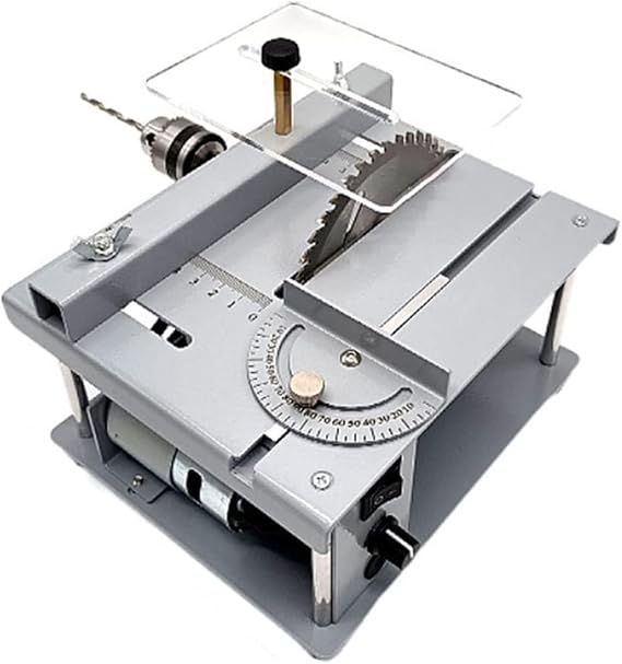 Mini Table Saw Portable - Bench Top Saw for Woodworking, Compact Electric Cutting Tool for DIY Projects, Tabletop Saw Indoor Use (19x16.5x10cm)