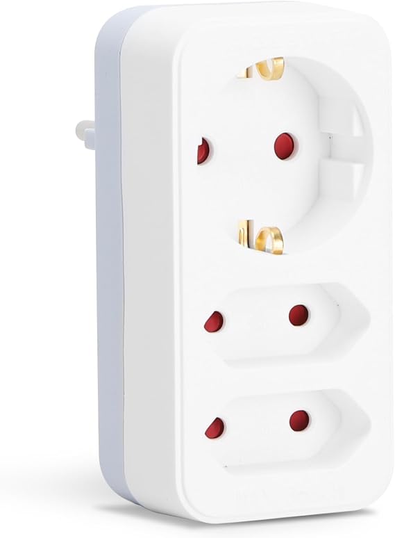 Aigostar 3-Way Socket Adapter with Child Lock Multiple Socket Portable for Socket (2 x Euro Socket and 1 x Protective Contact) White