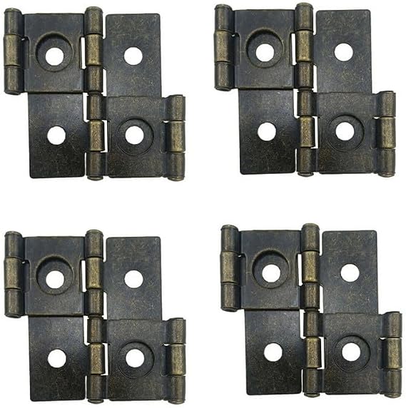 4Pcs Double Acting Hinge 54x47x1mm 360 Degree Rotation Folding Screen Hinge for Window Cabinets Closet Drawer Boxes-Ancient Bronze