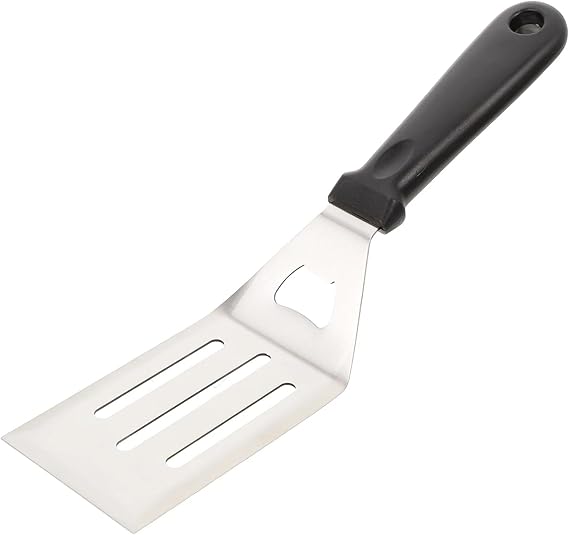 MallArt® Paslanmaz Çelik Geniş Mutfak Spatulası - Isıya Dayanıklı Sert Plastik Saplı Krep ve Omlet Çevirici, Esnek Balık ve Izgara Spatulası